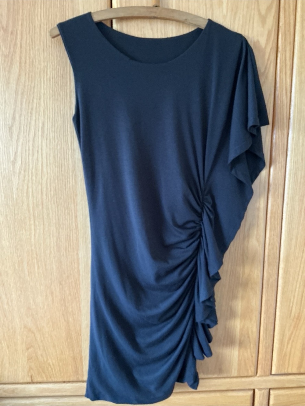 Black One-Shoulder Ruched Women’s Dress